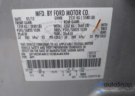 2013 Ford Edge Limited from USA, damaged, VIN 2FMDK4KC1DBA45359